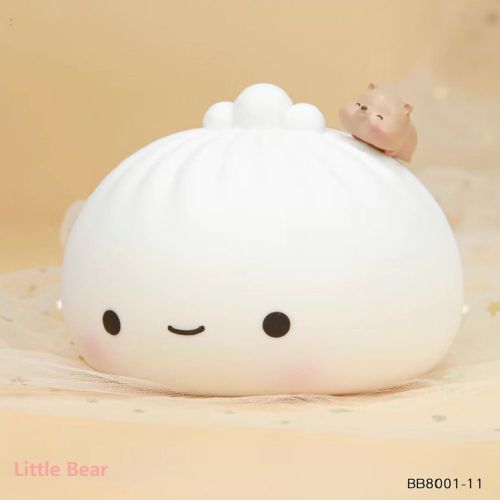1pc Cute Dumpling Night Light; Silicone Cute Bun Lamp With Touch Control; Kawaii Nursery Light For Room Bedroom Home Decor; Valentine's Day Birth